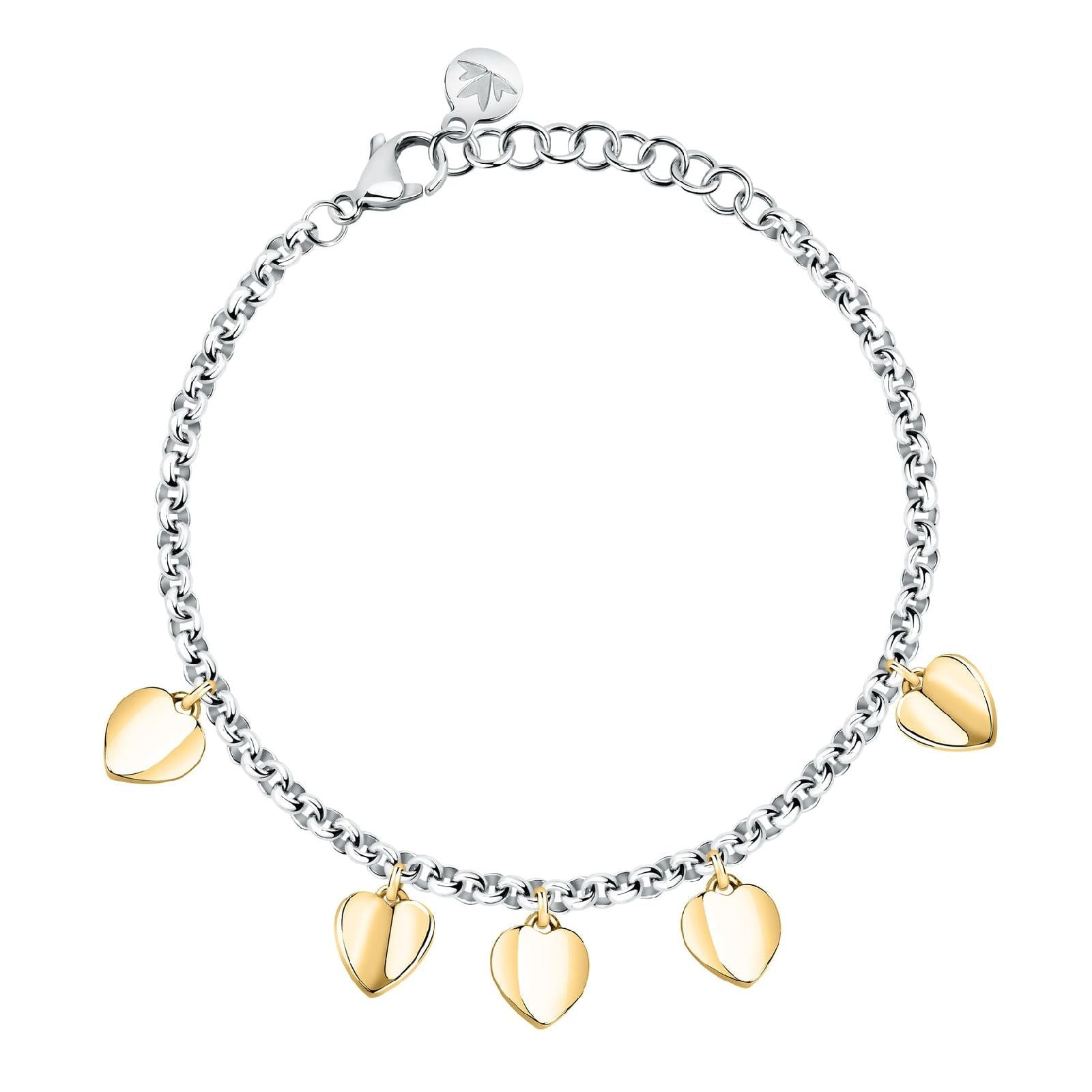 BRACCIALE DONNA INCONTRI, CATENA DORATA CON CUORE E CRISTALLI