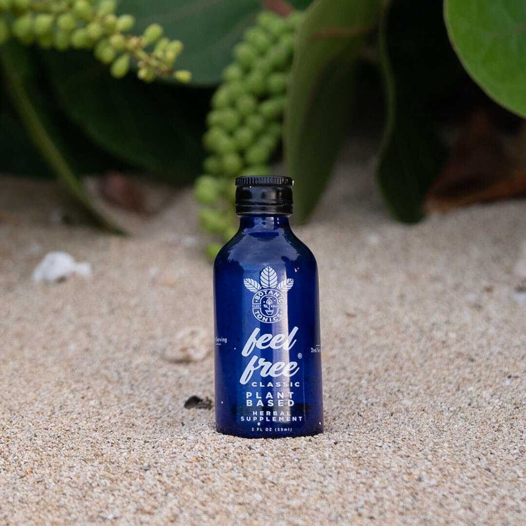 feel free classic wellness tonic - bottle on the sand