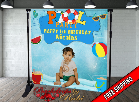 Pool Party Backdrop, Summer Pool Party Banner, Pool Party Background, –  BackdropsbyRubi