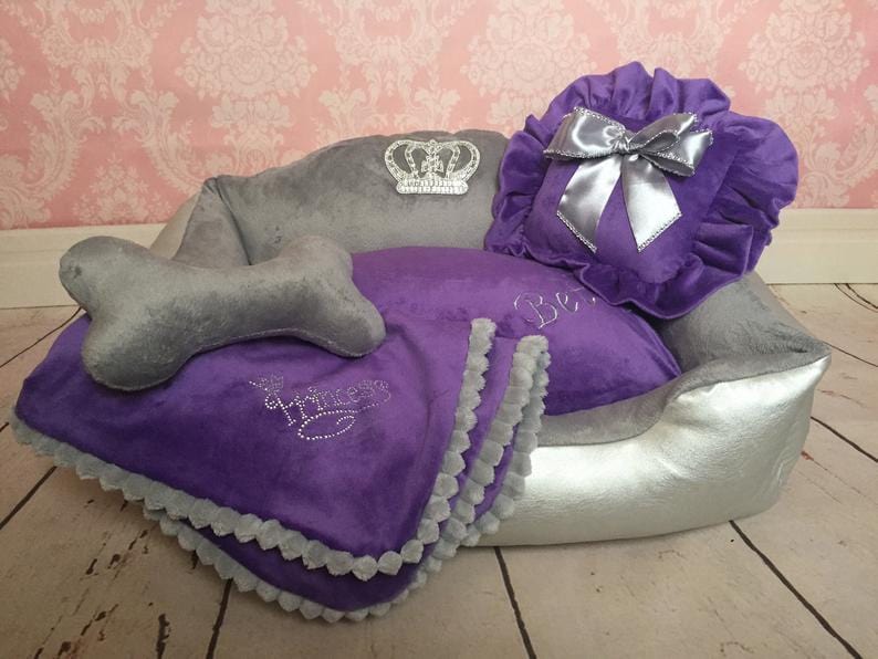 purple dog bed