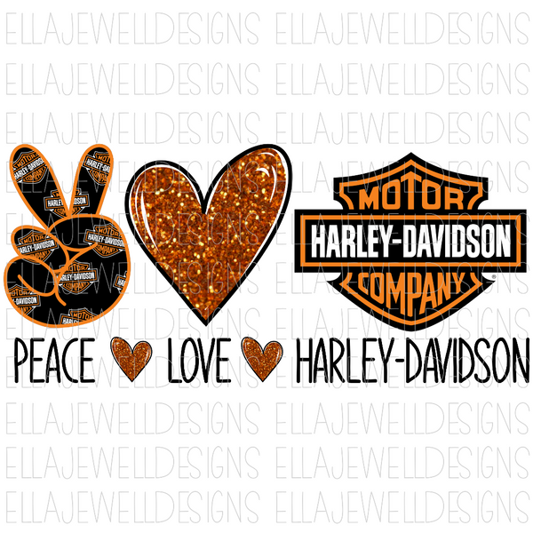 Download Peace Love Harley Davidson Sublimation Transfer Ellajewelldesigns Sublimation Transfers