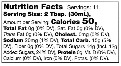 nutrition facts label for Stonewall Kitchen Curried Mango Grille Sauce