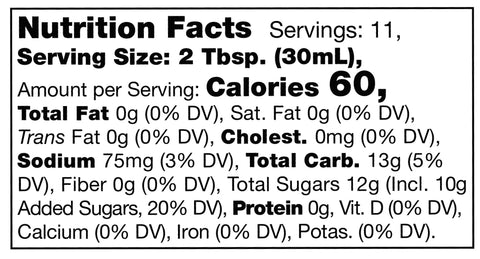 nutrition facts label for Stonewall Kitchen Garlic Rosemary Citrus Sauce