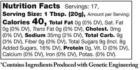 nutrition facts label for Stonewall Kitchen Maple Bacon Onion Jam