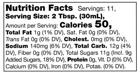 nutrition facts label for Stonewall Kitchen Roasted Apple Grille Sauce