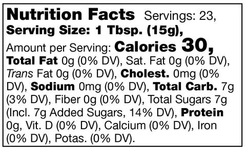 nutrition facts label for Stonewall Kitchen Strawberry Jam