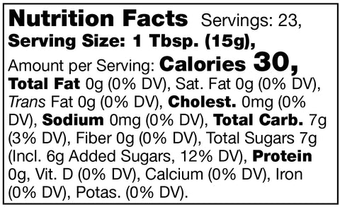 nutrition facts label for Stonewall Kitchen Strawberry Apple Rhubarb Jam