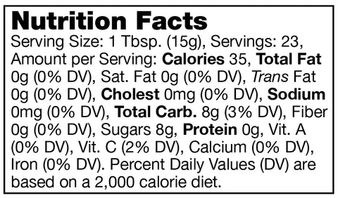nutrition facts label for stonewall kitchen seedless raspberry jam