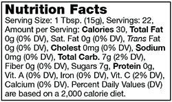 nutrition facts label for Stonewall Kitchen Mango Peach Jam