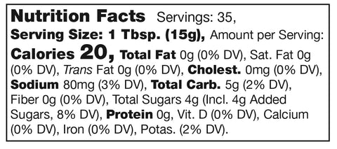 Stonewall Kitchen Country Ketchup Nutrition Facts SKU 261607