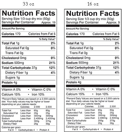 Stonewall Kitchen Farmhouse Pancake & Waffle Mix Nutrition Facts 551101