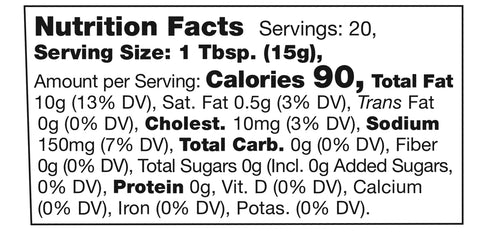 Stonewall Kitchen Ghost Pepper Aioli Nutrition Facts SKU 111328