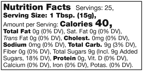 Stonewall Kitchen Hot Pepper Jelly Nutrition Facts Label SKU 101326