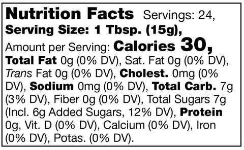 Stonewall Kitchen Raspberry Peach Champagne Jam Nutrition Facts SKU 101303