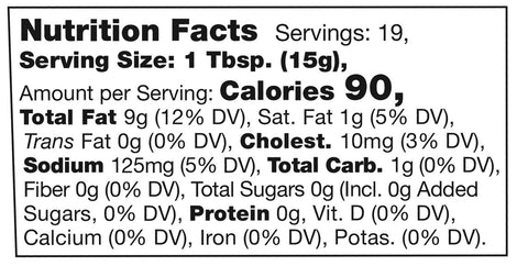 Stonewall Kitchen Roasted Garlic Aioli Nutrition Facts SKU 111307