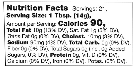 Stonewall Kitchen Truffle Aioli Nutrition Facts SKU 111318