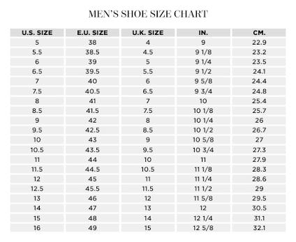 Sizing charts – Lufiano Apparel