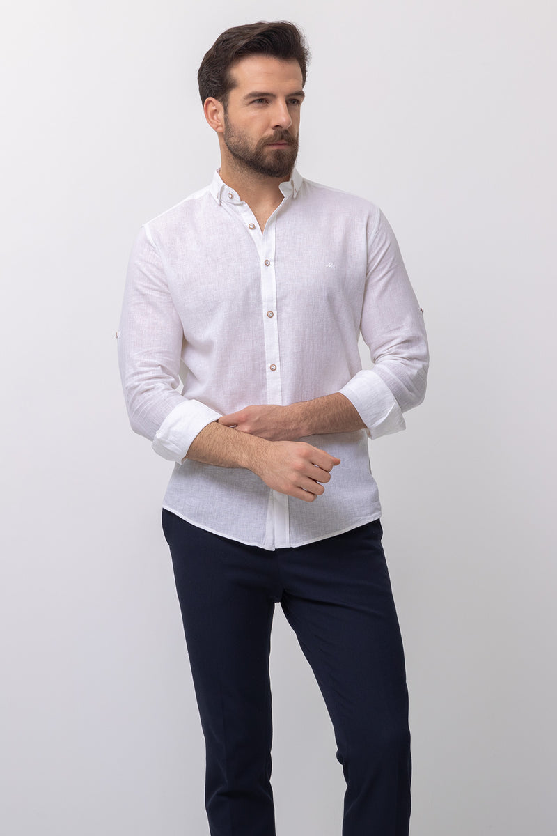 37356 : Linen Shirt - White – Lufiano Apparel