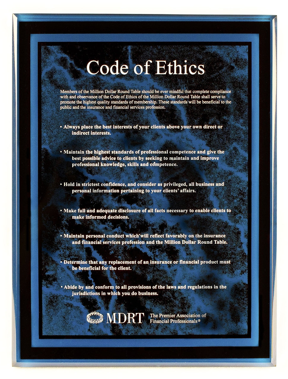 MDRT Code of Ethics Plaque