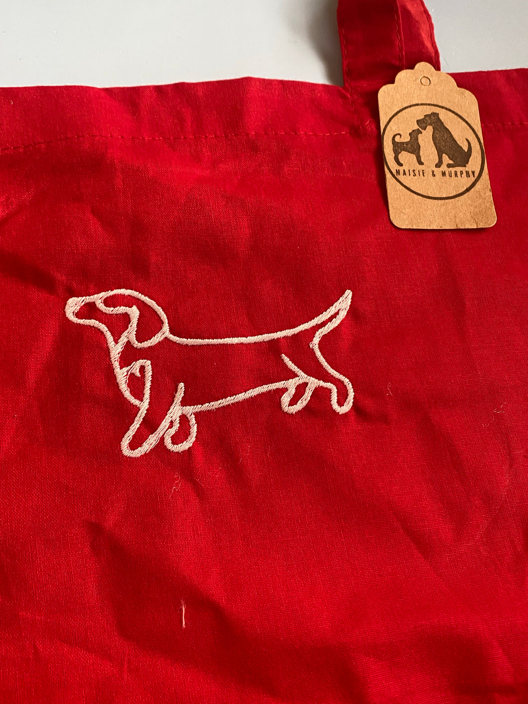 OLD STOCK DACHSHUND TOTE BAG - Red