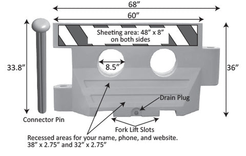 Water Filled Barricade Dimensions