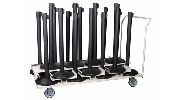 Set of 18 - Belt Stanchions with Vertical Storage Cart