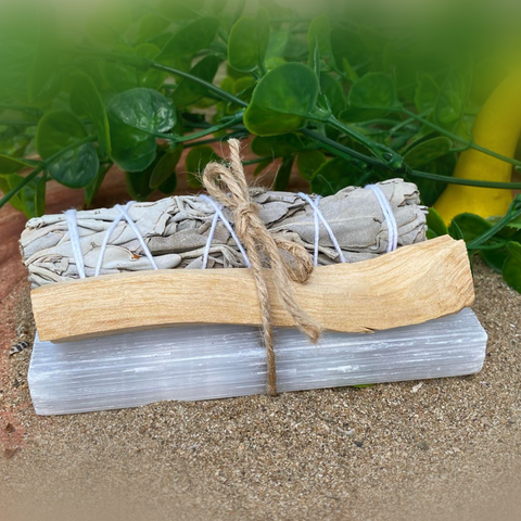 Energy Clearing Set - Sage, Selenite and Palo Santo