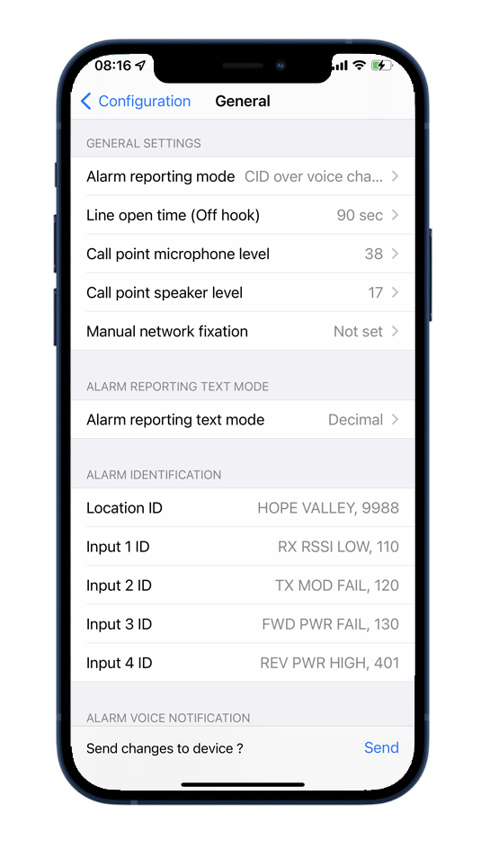 ControlFreqUK (app stores) – Alarm communicator settings