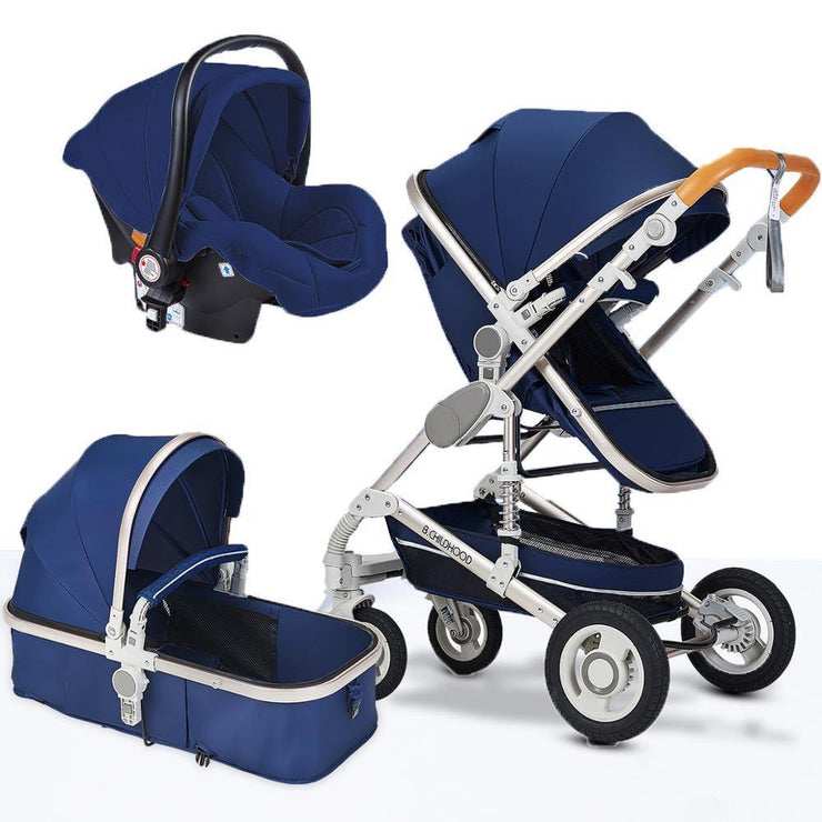 blue childhood stroller