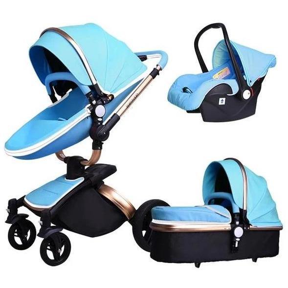 blue childhood stroller