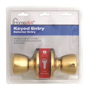 Housewares Plus Polished Brass Entry Lockset ANSI Grade 3 1-3/4 in.