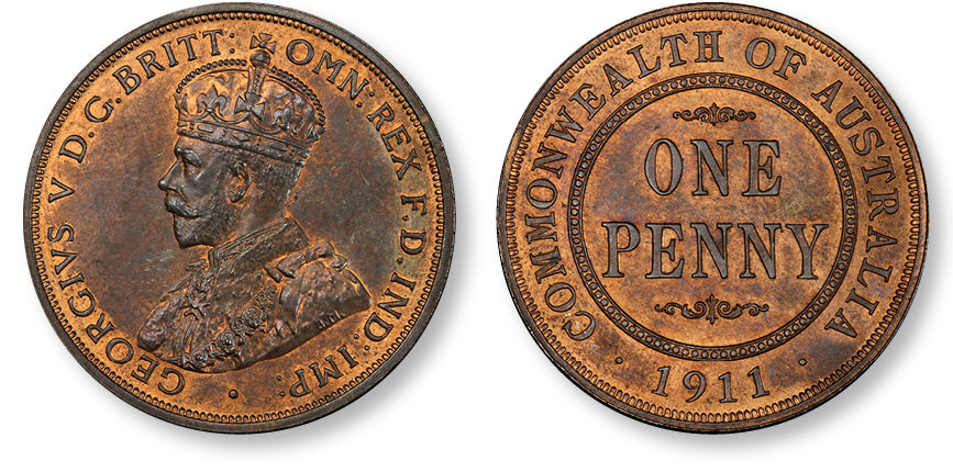 1911 Australian Penny - PCGS SP 64RB