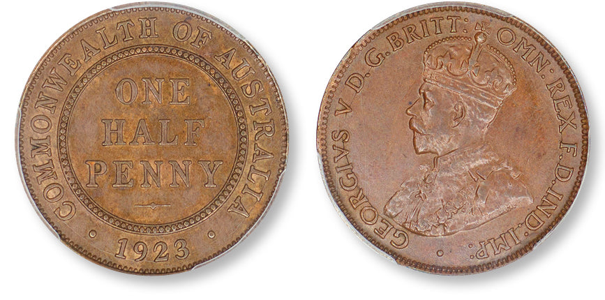 1923 Australian Half Penny - PCGS MS 63BN