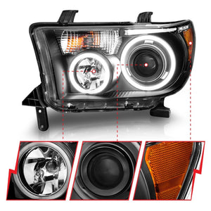 ANZO 2007-2013 Toyota Tundra Projector Headlights w/ Halo Black (CCFL)