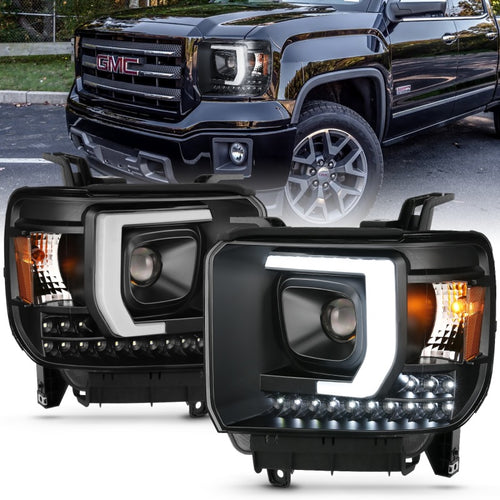 ANZO 14-18 GMC Sierra 1500 Full LED Taillights Black Housing Smoke