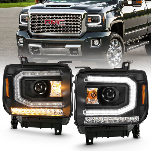 ANZO 14-18 GMC Sierra 1500 Full LED Taillights Black Housing Smoke