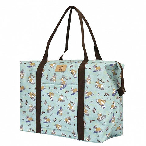 blue corgi extra large tote bag