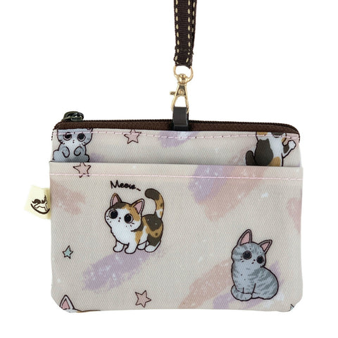 Pastel colored cat yoga card and coin purse