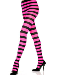 Cherry Pink Vertical Stripes Decor on Leggings, Zazzle