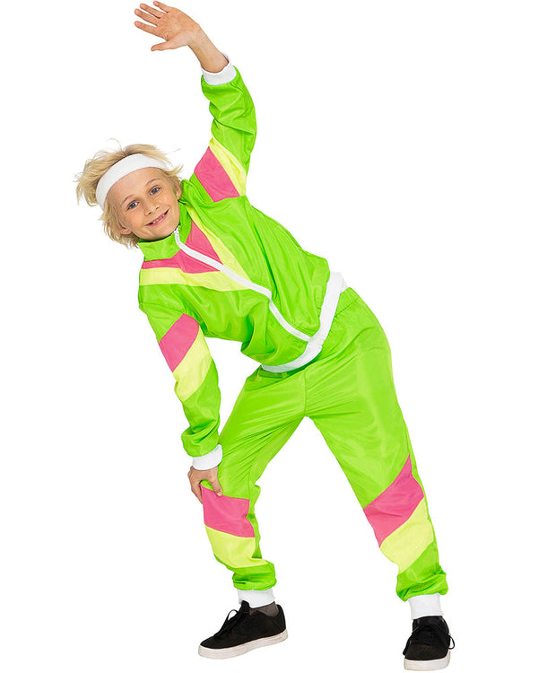 80s Neon Tracksuit Kids Costume