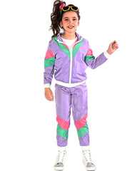 Childs Girl 80s Costume Totally Awesome Teen Neon Disco Retro Fancy Dress  Outfit