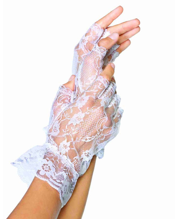 white lace wrist gloves