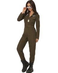 Leg Avenue Men's Top Gun Flight Suit Costume, Khaki/Green, 3X