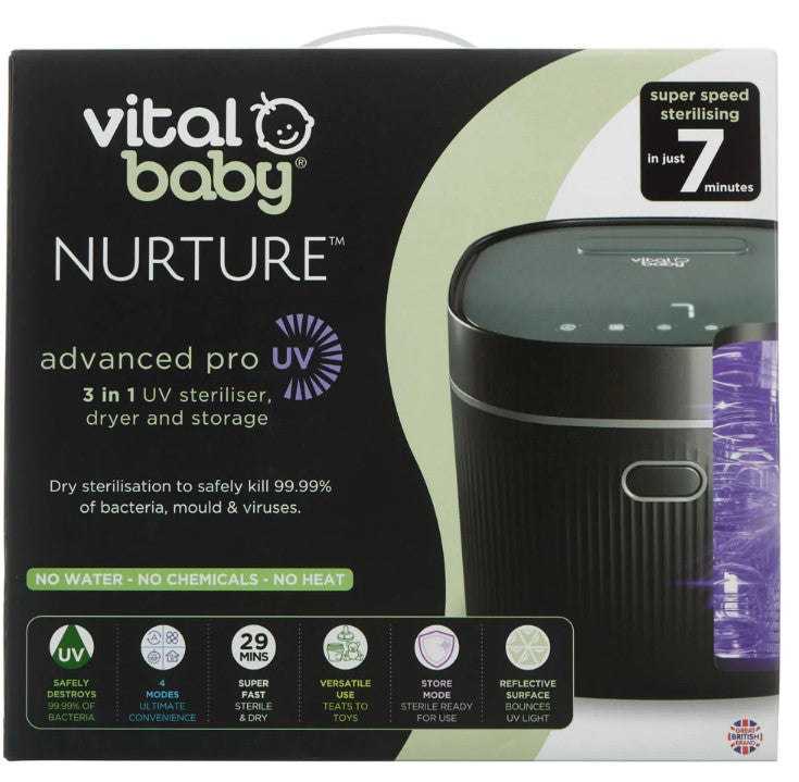 Стерилизатор с UV лъчи Advanced Pro с функция изсушаване Черен Vital Baby Vital Baby