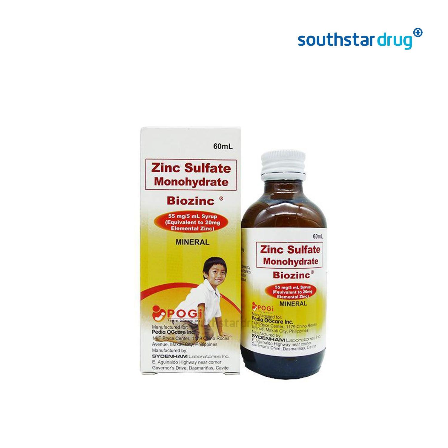 Buy Biozinc 60 Ml Syrup Online Southstar Drug 4370