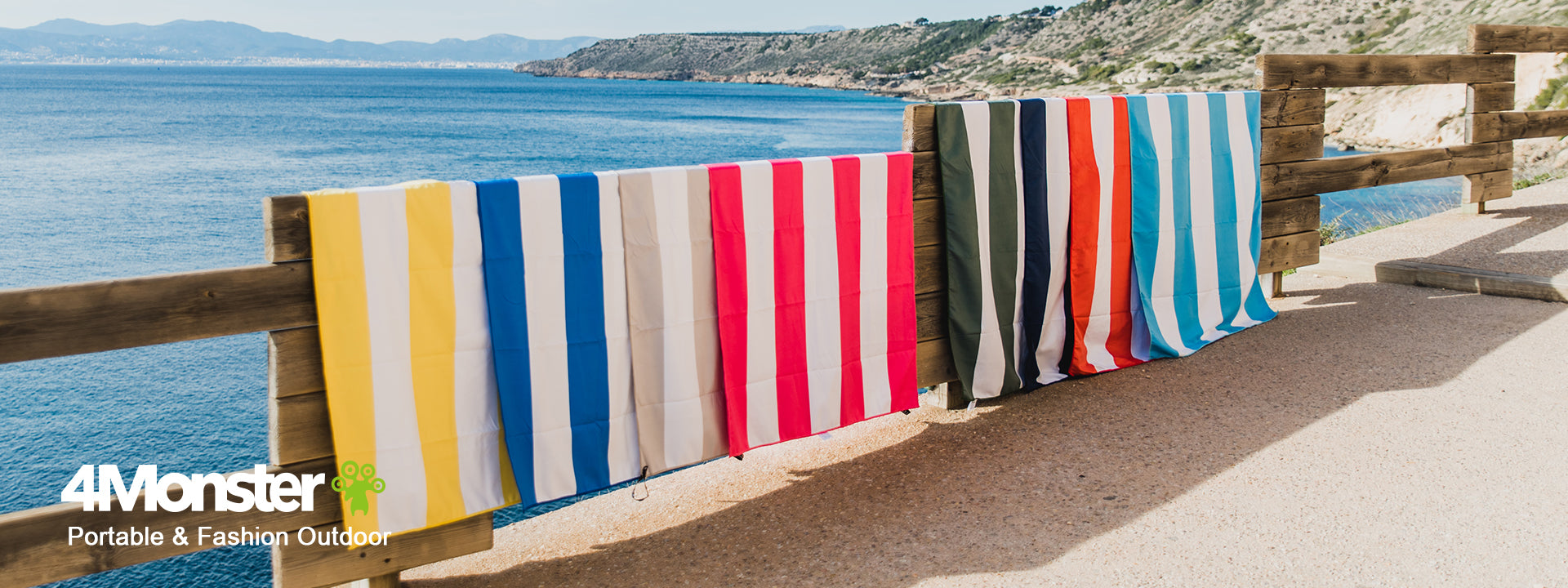 4Monster Microfiber Striped Beach Towel - Bright Colors