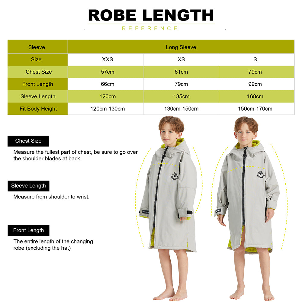 4Monster Waterproof Warm Changing Robe- Gender Unlimited size chart