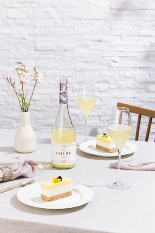 Saicho Jasmine Sparkling Tea paired with lemon and mango dessert