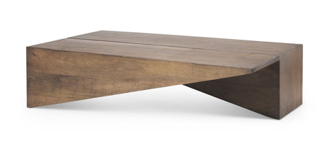 Rectangular wood coffee table with angled wood sides