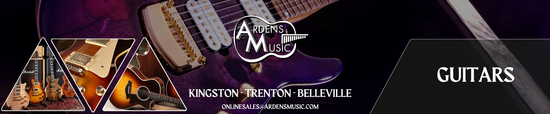 One of the most recognizable & prominent instruments in modern music. Whether you're looking for your first guitar or your next touring companion, we have you covered. Arden's offers options from brands like Fender, Gibson, Squier, Epiphone, PRS, EVH, Godin, Jackson, Gretsch, Martin, Larrivee, Ibanez, Guild, Breedlove, Seagull, Takamine, and Sigma